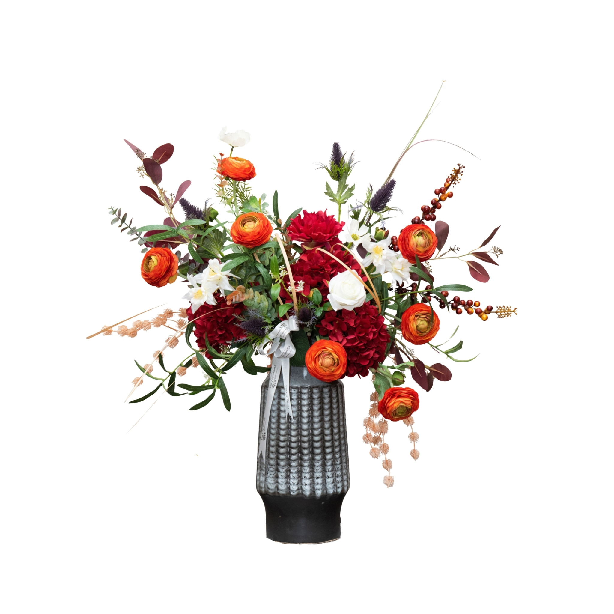 Red-Orange French Romantic-Style Vase
